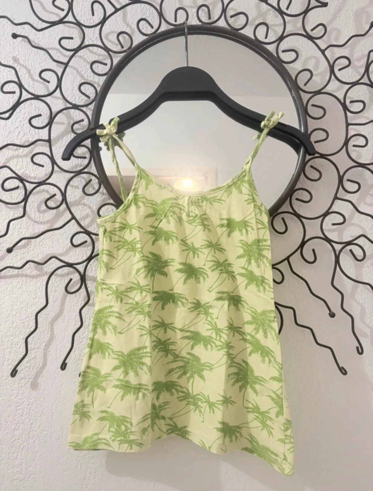 Punkidz green tank top with tropical palm print and tie straps - Size 6 years – photo 2